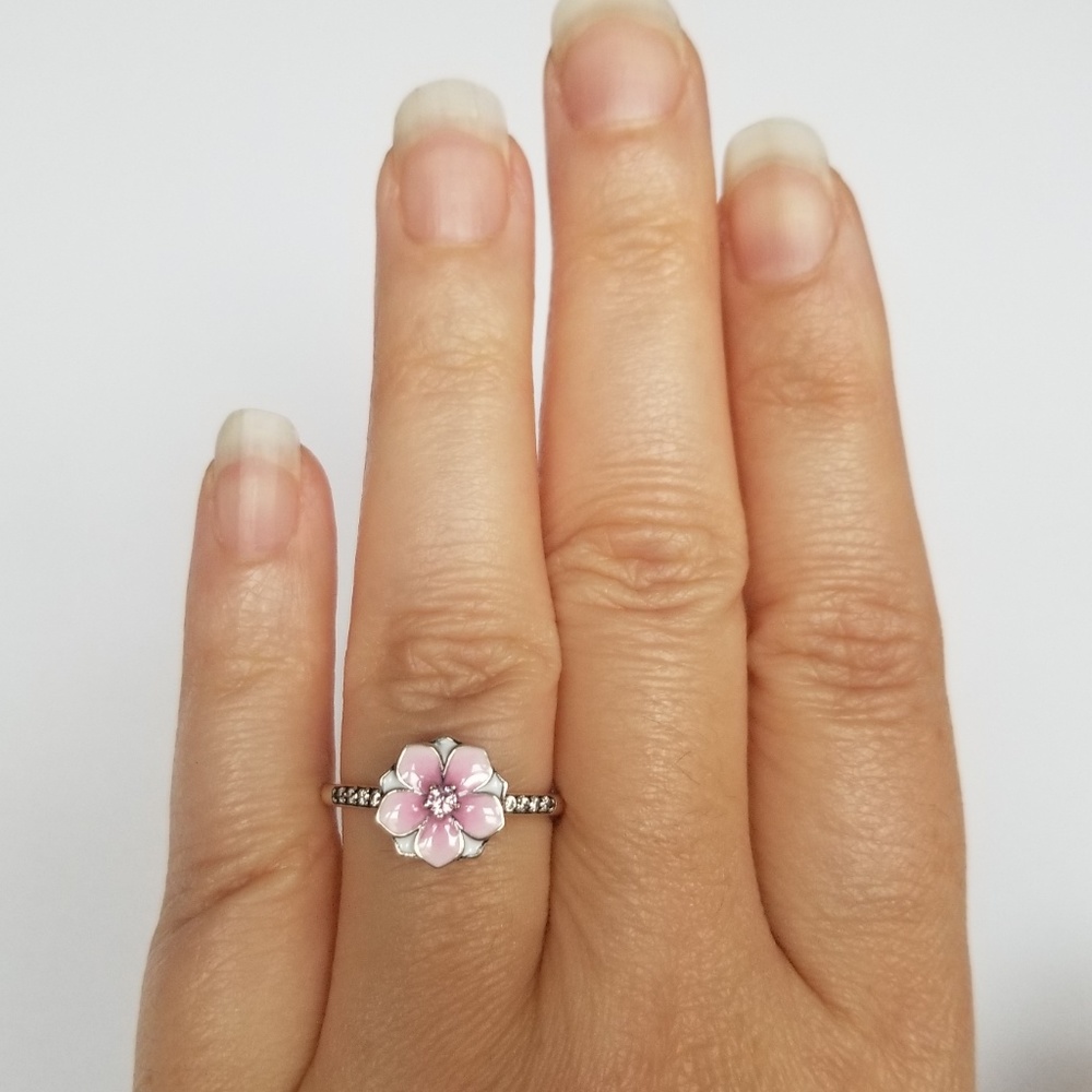 Sterling Silver Enamel Flower Ring - Picture 7 of 8